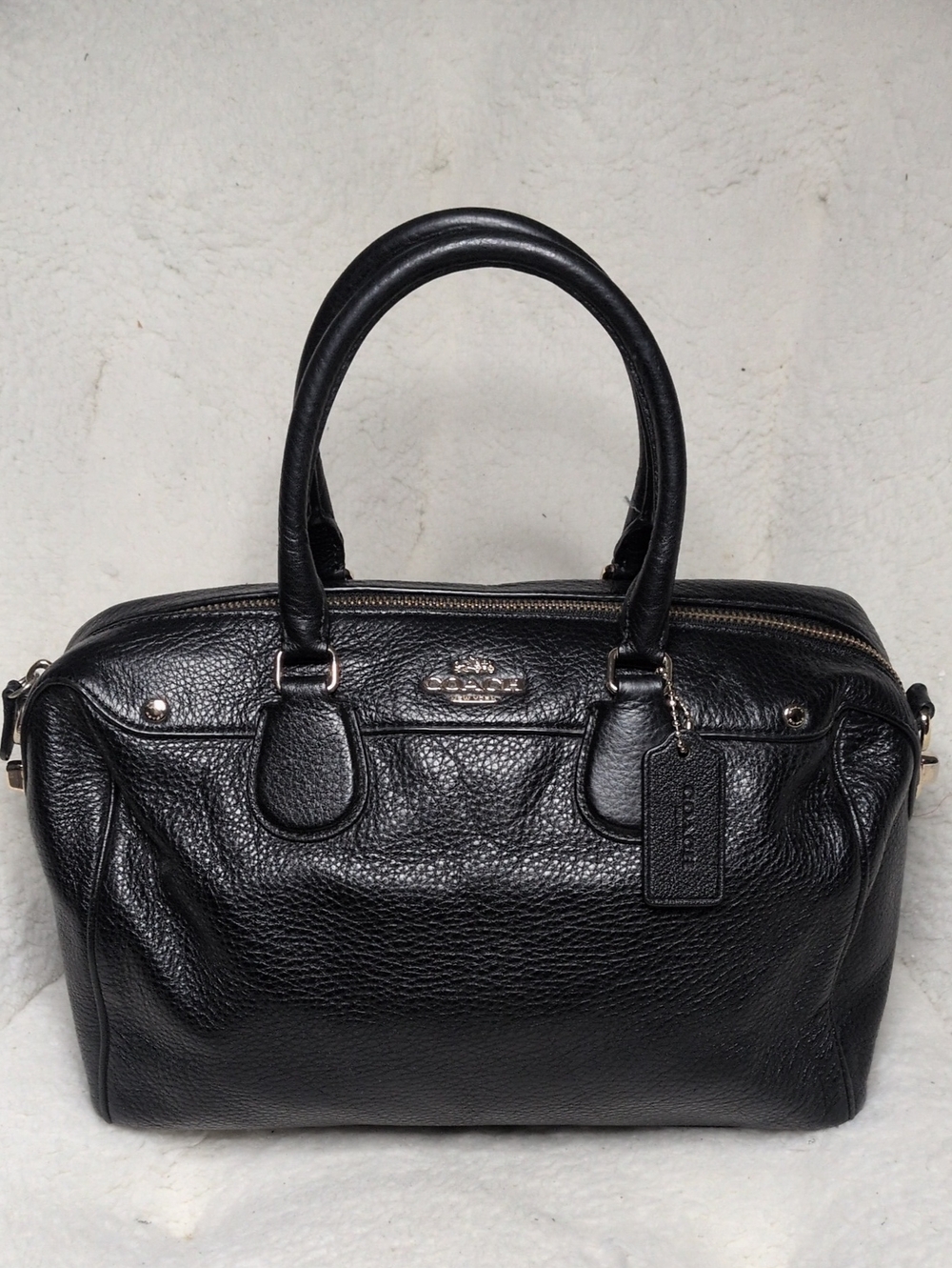 Coach Black Pebbled Leather Bennet Satchel Bag